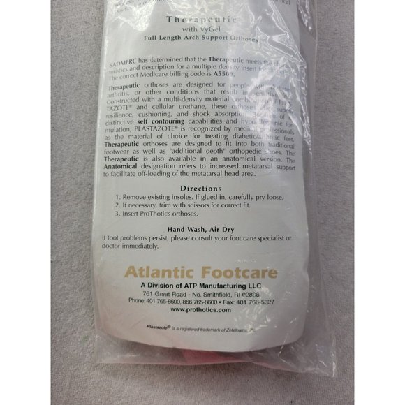 Prothotics Full Length Arch Support Orthoses Insoles W 11/12.5 M 9/10.5 Standard - Picture 6 of 7